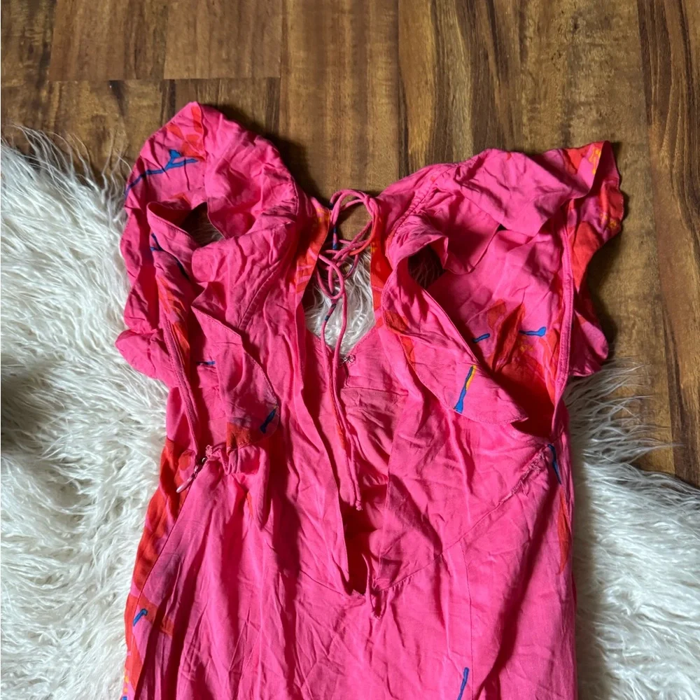 Free People She’s A Waterfall Floral Ruffle Maxi Dress Hot Pink - Picture 5 of 7